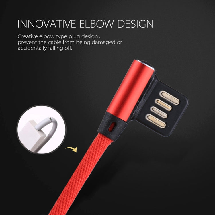 1m 2.4A Output USB to USB-C / Type-C Double Elbow Design Nylon Weave Style Data Sync Charging Cable(Red) - free shipping - PMC TechLife - Order now!