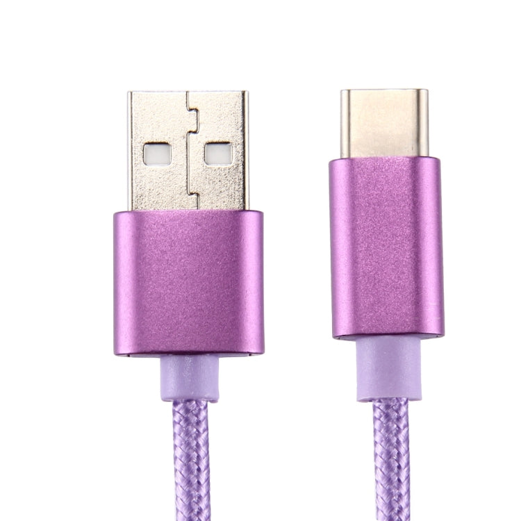 Knit Texture USB to USB-C / Type-C Data Sync Charging Cable, Cable Length: 1m, 3A Total Output, 2A Transfer Data(Purple) - USB-C & Type-C Cable by PMC Jewellery | Online Shopping South Africa | PMC Jewellery | Buy Now Pay Later Mobicred