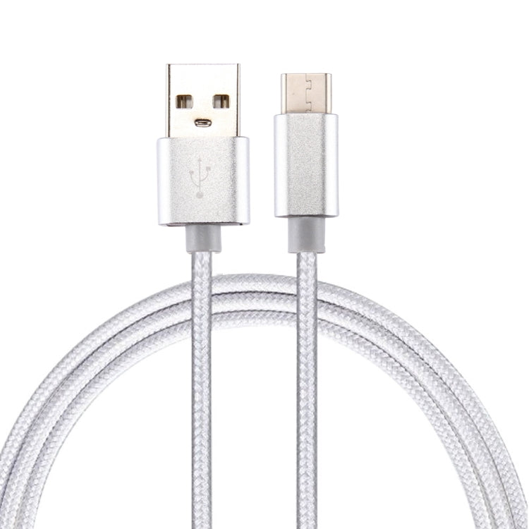 Knit Texture USB to USB-C / Type-C Data Sync Charging Cable, Cable Length: 1m, 3A Total Output, 2A Transfer Data(Silver) - USB-C & Type-C Cable by PMC TechLife | Online Shopping South Africa | PMC TechLife | Buy Now Pay Later Mobicred