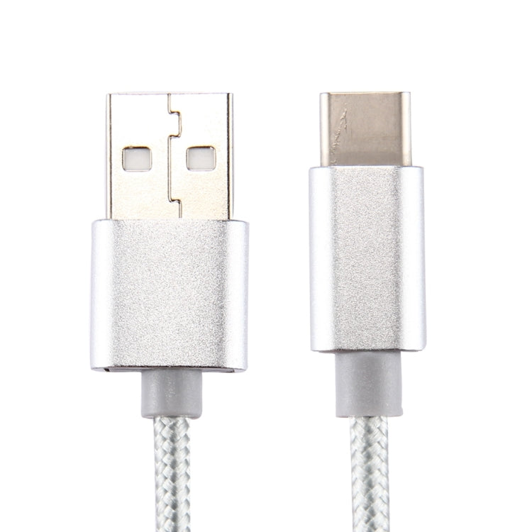 Knit Texture USB to USB-C / Type-C Data Sync Charging Cable, Cable Length: 1m, 3A Total Output, 2A Transfer Data(Silver) - USB-C & Type-C Cable by PMC TechLife | Online Shopping South Africa | PMC TechLife | Buy Now Pay Later Mobicred