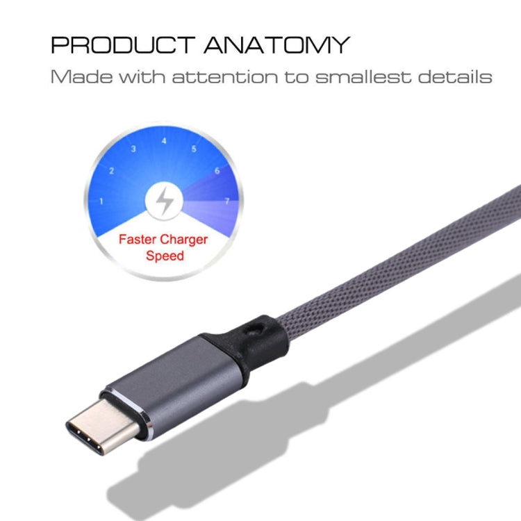 1m 2A Output USB to USB-C / Type-C Nylon Weave Style Data Sync Charging Cable(Grey) - USB-C & Type-C Cable by PMC Jewellery | Online Shopping South Africa | PMC Jewellery | Buy Now Pay Later Mobicred