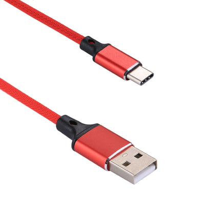 1m 2A Output USB to USB-C / Type-C Nylon Weave Style Data Sync Charging Cable(Red) - USB-C & Type-C Cable by PMC Jewellery | Online Shopping South Africa | PMC Jewellery | Buy Now Pay Later Mobicred