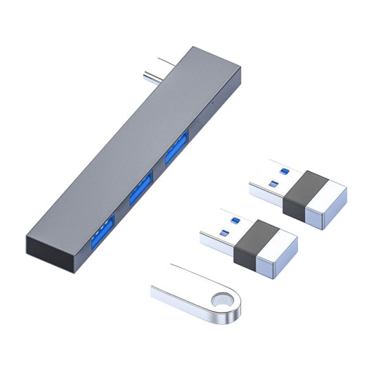 839 USB-C/Type-C Male to Dual USB 2.0+USB 3.0 Female Adapter(Silver) - USB 3.0 HUB by PMC Jewellery | Online Shopping South Africa | PMC Jewellery | Buy Now Pay Later Mobicred