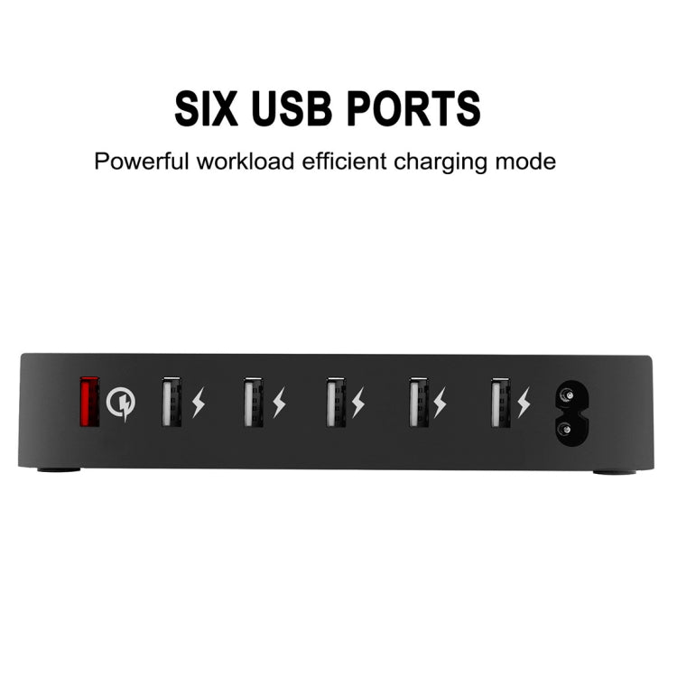 008QC Multi-function DC5V/9A QC18W Output 6 Ports USB Detachable Charging Station Smart Charger, Support QC3.0(Black) - Multifunction Charger by PMC Jewellery | Online Shopping South Africa | PMC Jewellery | Buy Now Pay Later Mobicred