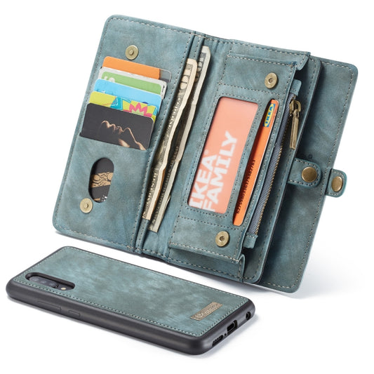 CaseMe-008 Detachable Multifunctional Retro Frosted Horizontal Flip Leather Case for Galaxy A50, with Card Slot & Holder & Zipper Wallet & Photo Frame(Blue) - Galaxy Phone Cases by CaseMe | Online Shopping South Africa | PMC Jewellery | Buy Now Pay Later Mobicred