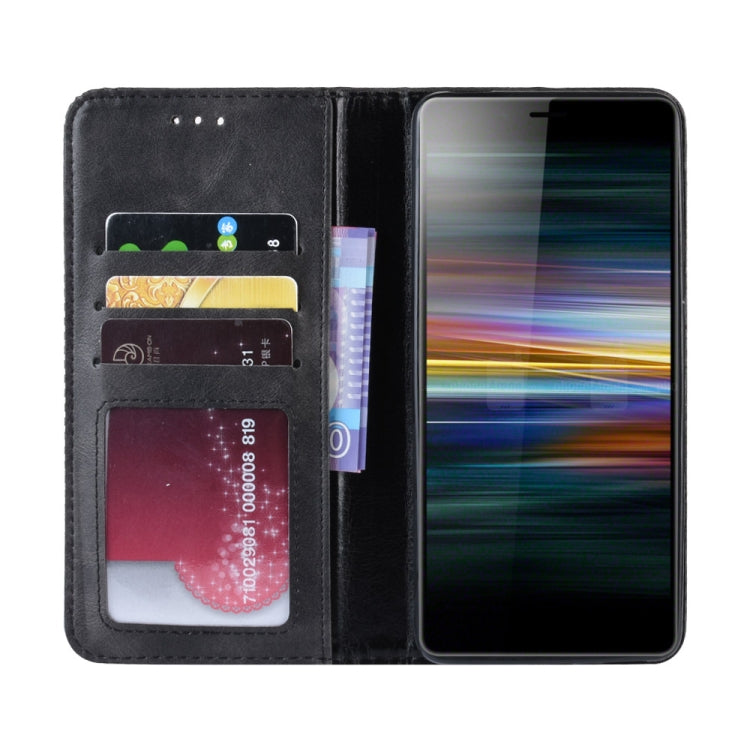 Magnetic Snap Retro Crazy Horse Texture Horizontal Flip Leather Case for Sony Xperia L3, with Holder & Card Slots & Photo Frame (Black) - Sony Cases by PMC Jewellery | Online Shopping South Africa | PMC Jewellery | Buy Now Pay Later Mobicred