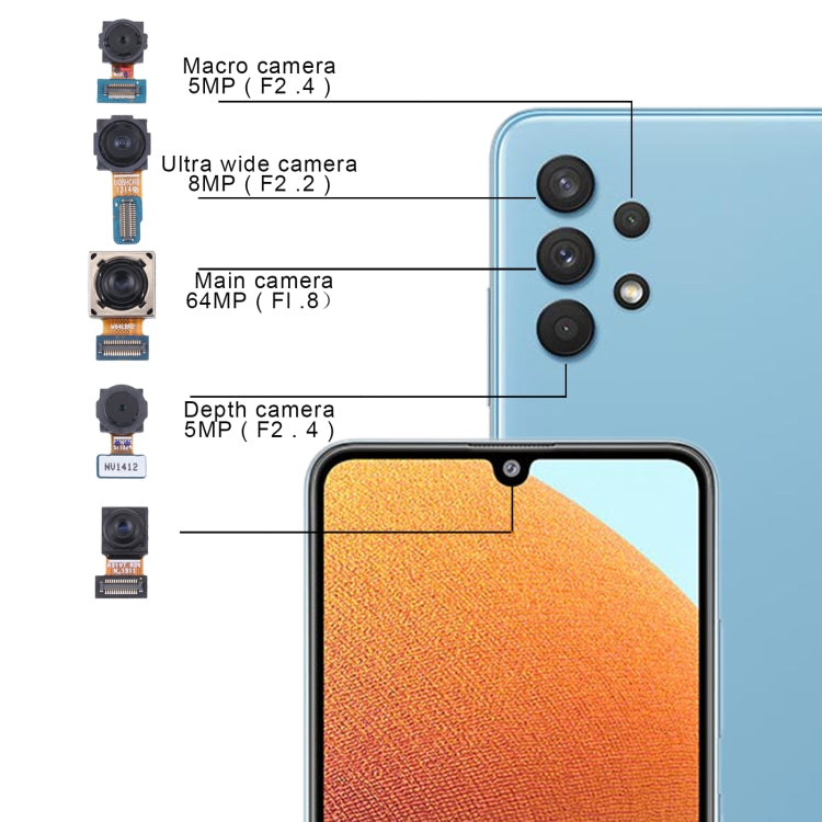 For Samsung Galaxy A32 SM-A325 Original Camera Set (Depth + Macro + Wide + Main Camera + Front Camera) - free shipping - PMc TechLife - Order now!