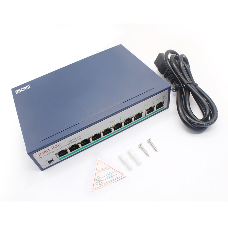 ESCAM POE 8+2 10-Port Fast Ethernet Switch 8-Port POE 10/100M 120W Network Switch, Transmission Distance: 150m(Blue) - free shipping - PMC Jewellery - Order now!
