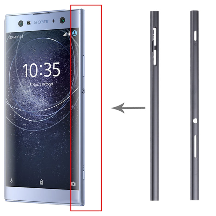 1 Pair Metal Side Part Sidebar For Sony Xperia XA2 Ultra(Black) - Frame Bezel Plate by PMC Jewellery | Online Shopping South Africa | PMC Jewellery | Buy Now Pay Later Mobicred