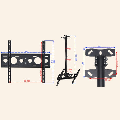 32-70 inch Universal Height & Angle Adjustable Single Screen TV Wall-mounted Ceiling Dual-use Bracket, Retractable Range: 0.5-3m - TV Brackets & Mounts by PMC Jewellery | Online Shopping South Africa | PMC Jewellery | Buy Now Pay Later Mobicred