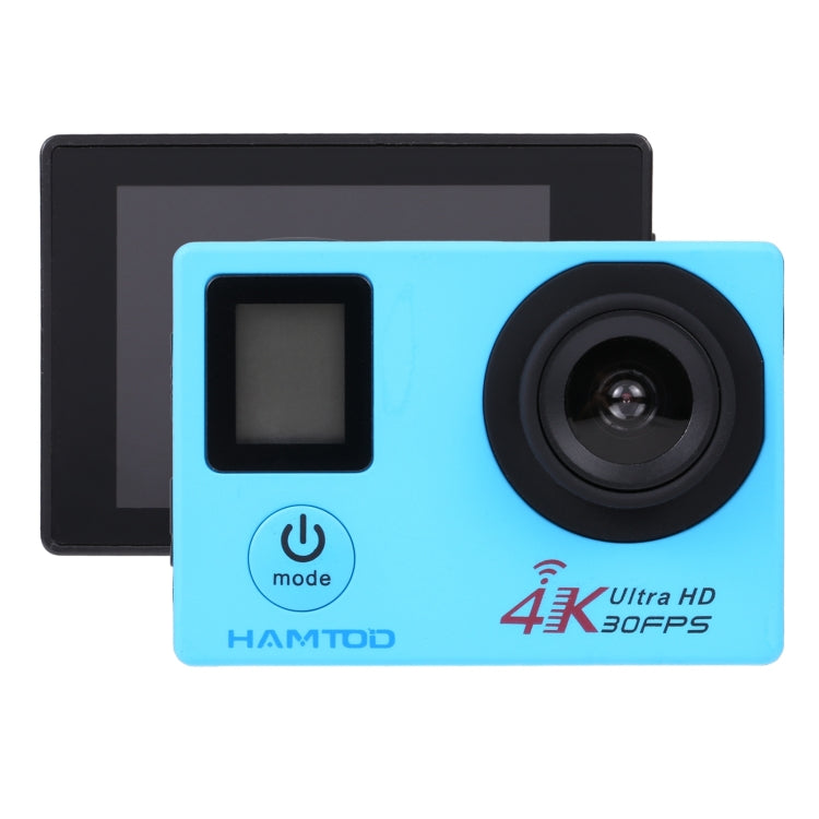 HAMTOD H12 UHD 4K WiFi  Sport Camera with Waterproof Case, Generalplus 4247, 0.66 inch + 2.0 inch LCD Screen, 170 Degree Wide Angle Lens (Blue) - HAMTOD by HAMTOD | Online Shopping South Africa | PMC Jewellery | Buy Now Pay Later Mobicred