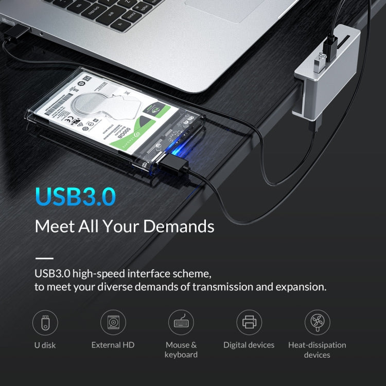 ORICO MH2AC-U3 Clip-type 2 Ports USB3.0 HUB with SD Card Reader - USB 3.0 HUB by ORICO | Online Shopping South Africa | PMC Jewellery | Buy Now Pay Later Mobicred