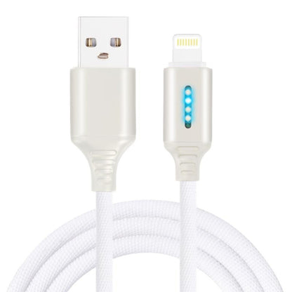 8 Pin Interface Zinc Alloy Marquee Luminous Intelligent Automatic Power off Charging Data Cable(white) - Normal Style Cable by PMC Jewellery | Online Shopping South Africa | PMC Jewellery | Buy Now Pay Later Mobicred