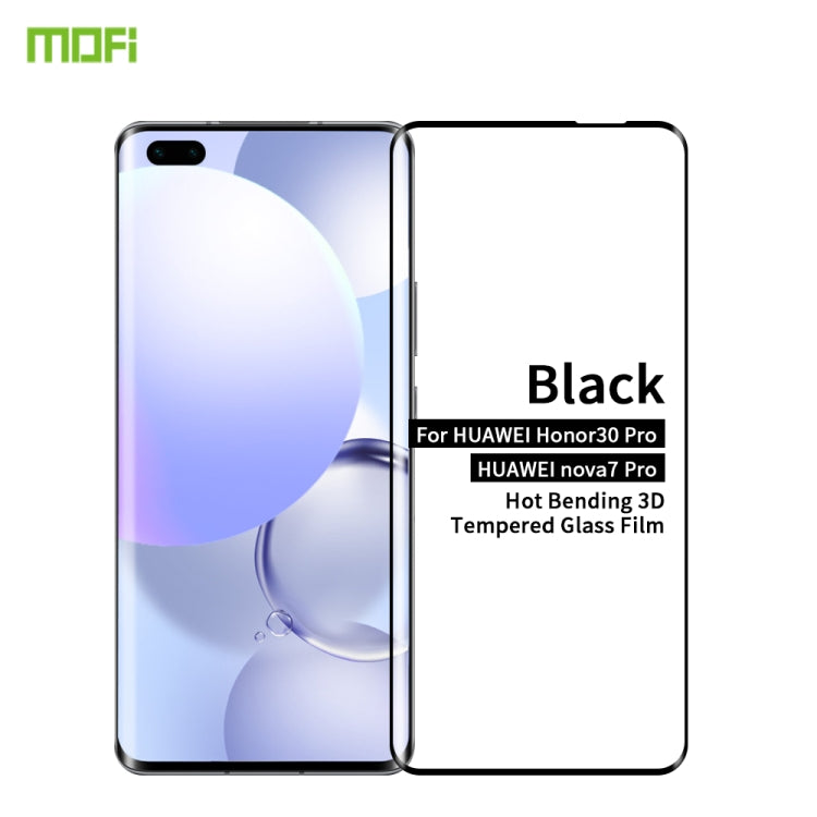 For Huawei Nova 7 Pro /Honor 30 Pro MOFI 9H 3D Explosion Proof Thermal Bending Full Screen Covered Tempered Glass Film(Black) - Huawei Tempered Glass by MOFI | Online Shopping South Africa | PMC Jewellery