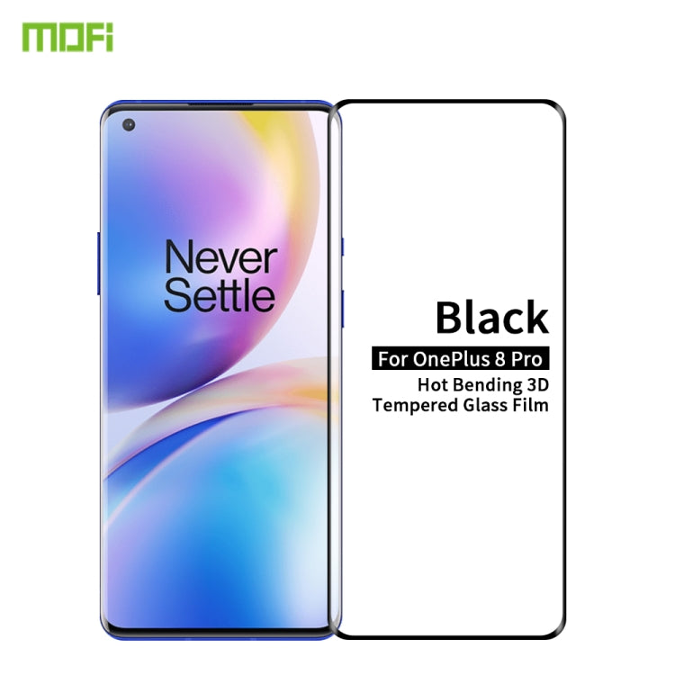 For OnePlus 8 Pro MOFI 9H 3D Explosion Proof Thermal Bending Full Screen Covered Tempered Glass Film(Black) - OnePlus Tempered Glass by MOFI | Online Shopping South Africa | PMC Jewellery