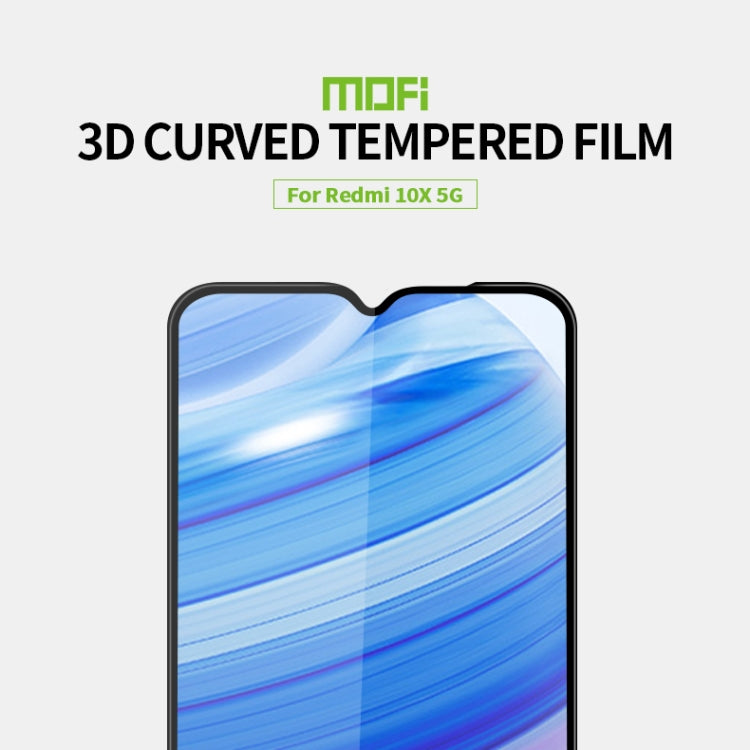 For Xiaomi Redmi 10X 5G MOFI 9H 3D Explosion-proof Curved Screen Tempered Glass Film(Black) -  by MOFI | Online Shopping South Africa | PMC Jewellery