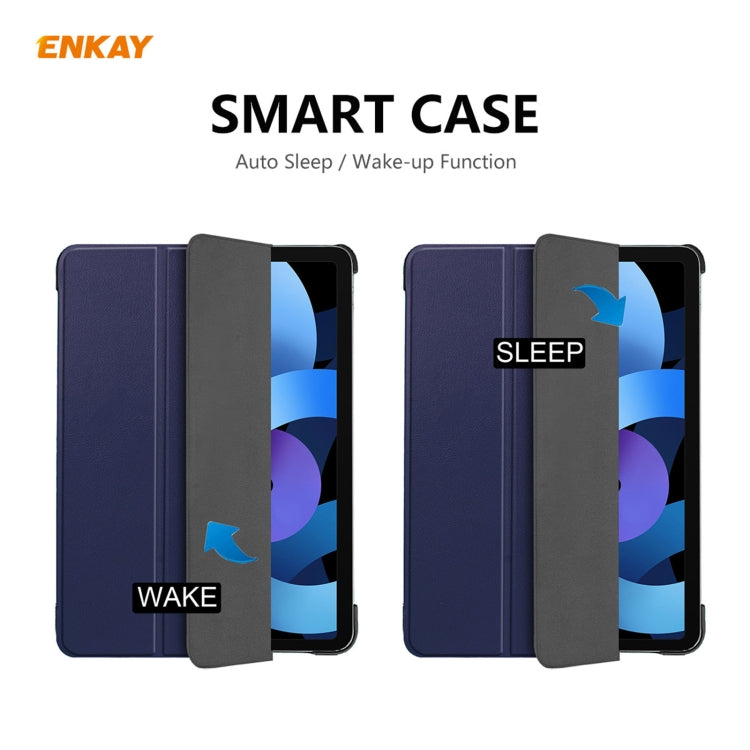 For iPad Air 11 2024 / Pro 11 2018 / Air 10.9 2022 ENKAY 3-folding Plastic Leather Smart Tablet Case(Dark Blue) - iPad Air (2022) / (2020) 10.9 Cases by ENKAY | Online Shopping South Africa | PMC Jewellery | Buy Now Pay Later Mobicred