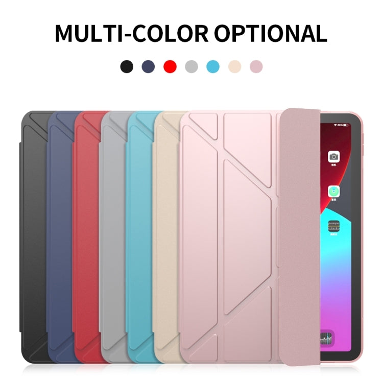 For iPad Air 2024 / Air 2022 10.9 Multi-folding Matte Surface Leather Smart Tablet Case(Dark Blue) - iPad Air (2022) / (2020) 10.9 Cases by PMC TechLife | Online Shopping South Africa | PMC TechLife | Buy Now Pay Later Mobicred