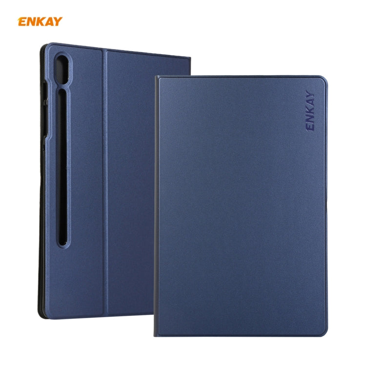 For Samsung Galaxy Tab S8 / Galaxy Tab S7 11.0 T870 / T875 ENKAY Horizontal Flip PU Leather + TPU Smart Case with Holder & Sleep / Wake-up Function(Dark Blue) - free shipping - PMc TechLife - Order now!