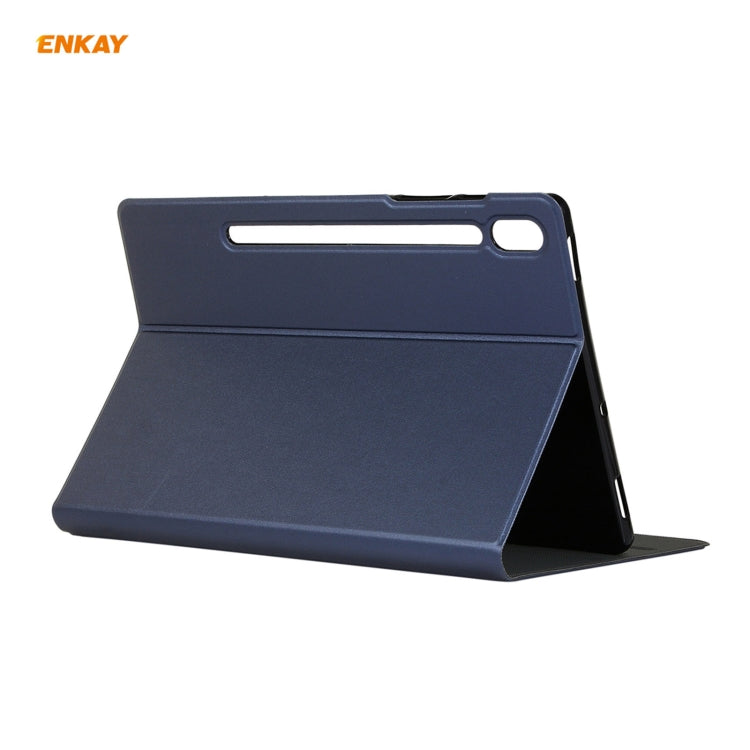 For Samsung Galaxy Tab S8 / Galaxy Tab S7 11.0 T870 / T875 ENKAY Horizontal Flip PU Leather + TPU Smart Case with Holder & Sleep / Wake-up Function(Dark Blue) - free shipping - PMc TechLife - Order now!