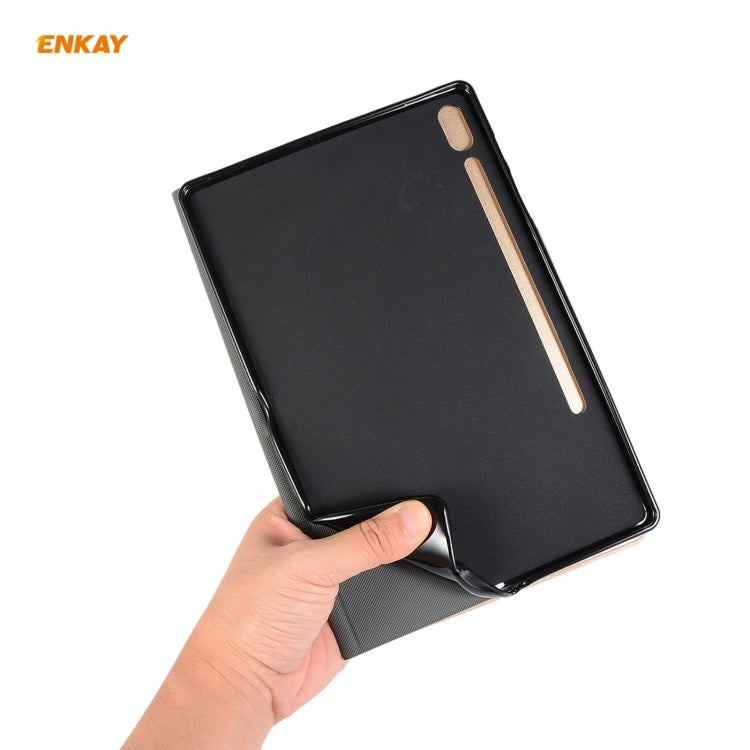 For Samsung Galaxy Tab S8 / Galaxy Tab S7 11.0 T870 / T875 ENKAY Horizontal Flip PU Leather + TPU Smart Case with Holder & Sleep / Wake-up Function(Dark Blue) - free shipping - PMc TechLife - Order now!