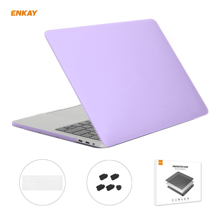 ENKAY 3 in 1 Matte Laptop Protective Case + EU Version TPU Keyboard Film + Anti-dust Plugs Set for MacBook Pro 13.3 inch A1706 / A1989 / A2159 (with Touch Bar)(Purple) - MacBook Pro Cases by ENKAY | Online Shopping South Africa | PMC Jewellery | Buy Now Pay Later Mobicred