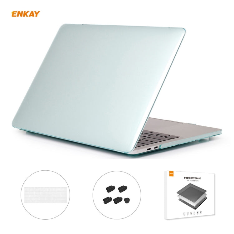 ENKAY 3 in 1 Crystal Laptop Protective Case + US Version TPU Keyboard Film + Anti-dust Plugs Set for MacBook Pro 13.3 inch A1706 / A1989 / A2159 (with Touch Bar)(Green) - MacBook Pro Cases by ENKAY | Online Shopping South Africa | PMC Jewellery | Buy Now Pay Later Mobicred