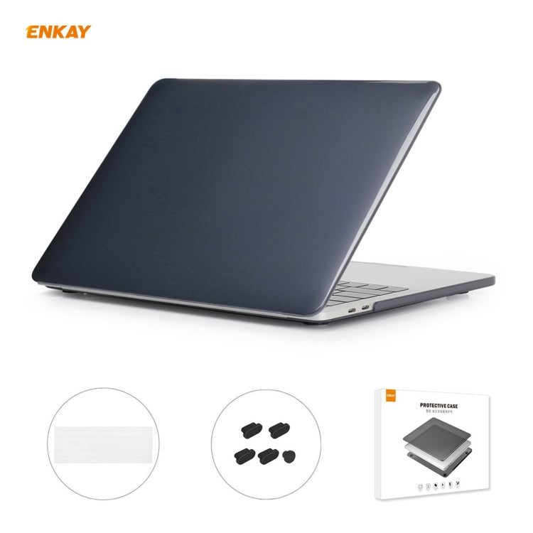 ENKAY 3 in 1  Crystal Laptop Protective Case + EU Version TPU Keyboard Film + Anti-dust Plugs Set for MacBook Pro 15.4 inch A1707 & A1990 (with Touch Bar)(Black) - MacBook Pro Cases by ENKAY | Online Shopping South Africa | PMC Jewellery | Buy Now Pay Later Mobicred