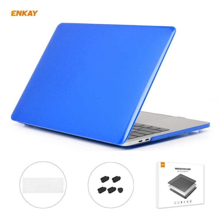 ENKAY 3 in 1  Crystal Laptop Protective Case + EU Version TPU Keyboard Film + Anti-dust Plugs Set for MacBook Pro 15.4 inch A1707 & A1990 (with Touch Bar)(Dark Blue) - MacBook Pro Cases by ENKAY | Online Shopping South Africa | PMC Jewellery | Buy Now Pay Later Mobicred