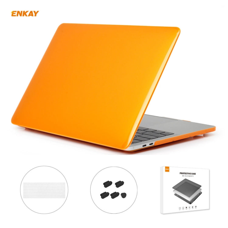 ENKAY 3 in 1  Crystal Laptop Protective Case + EU Version TPU Keyboard Film + Anti-dust Plugs Set for MacBook Pro 15.4 inch A1707 & A1990 (with Touch Bar)(Orange) - MacBook Pro Cases by ENKAY | Online Shopping South Africa | PMC Jewellery | Buy Now Pay Later Mobicred