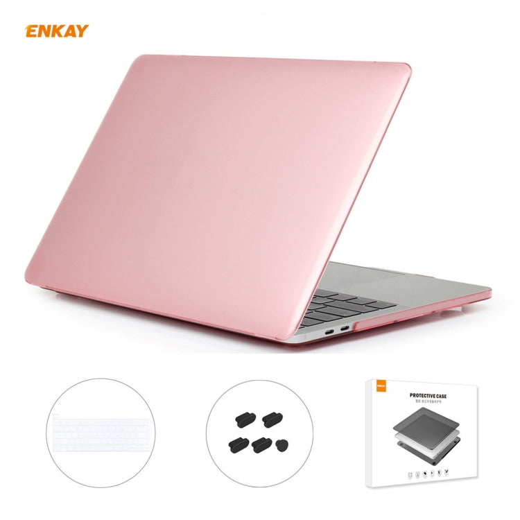 ENKAY 3 in 1 Crystal Laptop Protective Case + US Version TPU Keyboard Film + Anti-dust Plugs Set for MacBook Pro 16 inch A2141 (with Touch Bar)(Pink) - MacBook Pro Cases by ENKAY | Online Shopping South Africa | PMC Jewellery | Buy Now Pay Later Mobicred