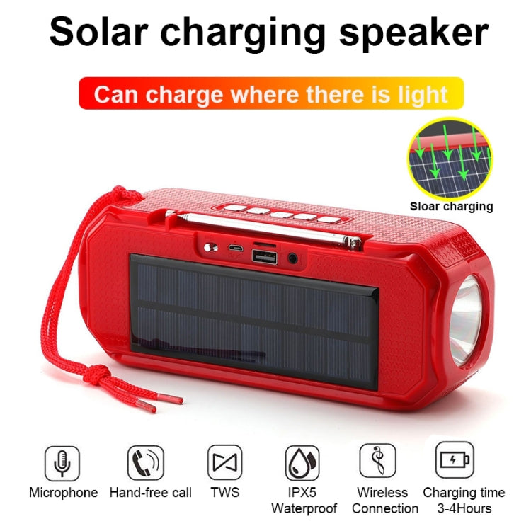 T&G TG280 Solar Power Charging Bluetooth Speakers with Flashlight, Support TF Card / FM / 3.5mm AUX / U Disk / Hands-free Call(Black) - Desktop Speaker by T&G | Online Shopping South Africa | PMC Jewellery | Buy Now Pay Later Mobicred