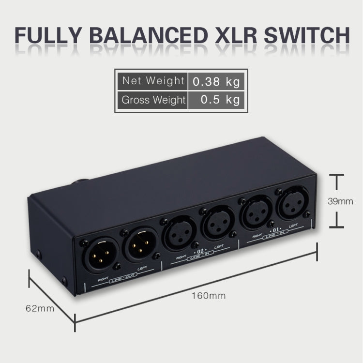 2-In 1-Out XLR Switcher Fully Balanced Passive Pre-Active Speaker Lossless Volume Control Switcher -  by PMC Jewellery | Online Shopping South Africa | PMC Jewellery | Buy Now Pay Later Mobicred