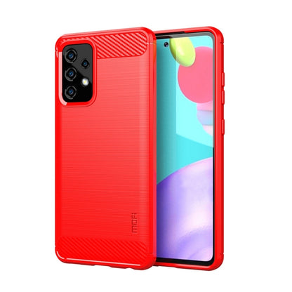 For Samsung Galaxy A52 5G/4G MOFI Gentleness Series Brushed Texture Carbon Fiber Soft TPU Case(Red) - Galaxy Phone Cases by MOFI | Online Shopping South Africa | PMC Jewellery