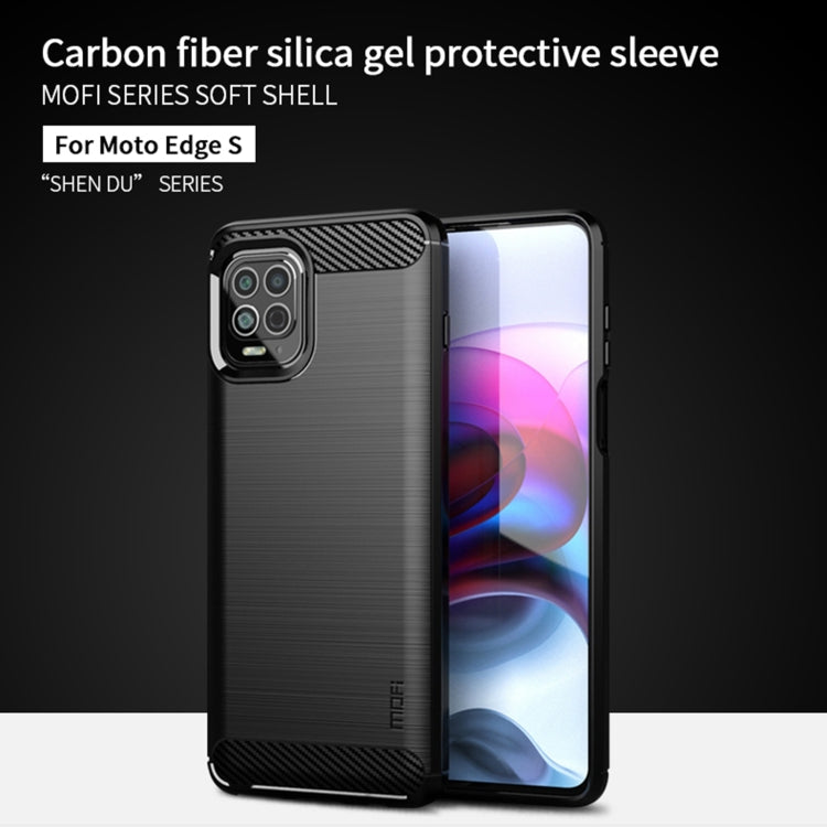 For Motorola Moto Edge S MOFI Gentleness Series Brushed Texture Carbon Fiber Soft TPU Case(Blue) - Motorola Cases by MOFI | Online Shopping South Africa | PMC Jewellery