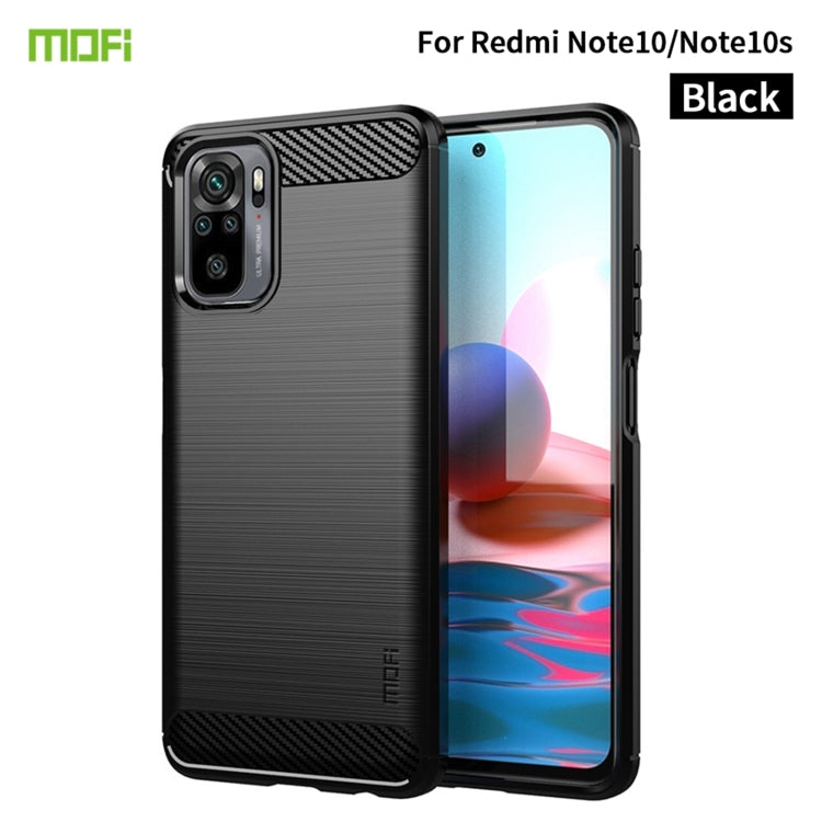 For Xiaomi Redmi Note 10 / Note 10S MOFI Gentleness Series Brushed Texture Carbon Fiber Soft TPU Case(Black) - Xiaomi Cases by MOFI | Online Shopping South Africa | PMC Jewellery | Buy Now Pay Later Mobicred