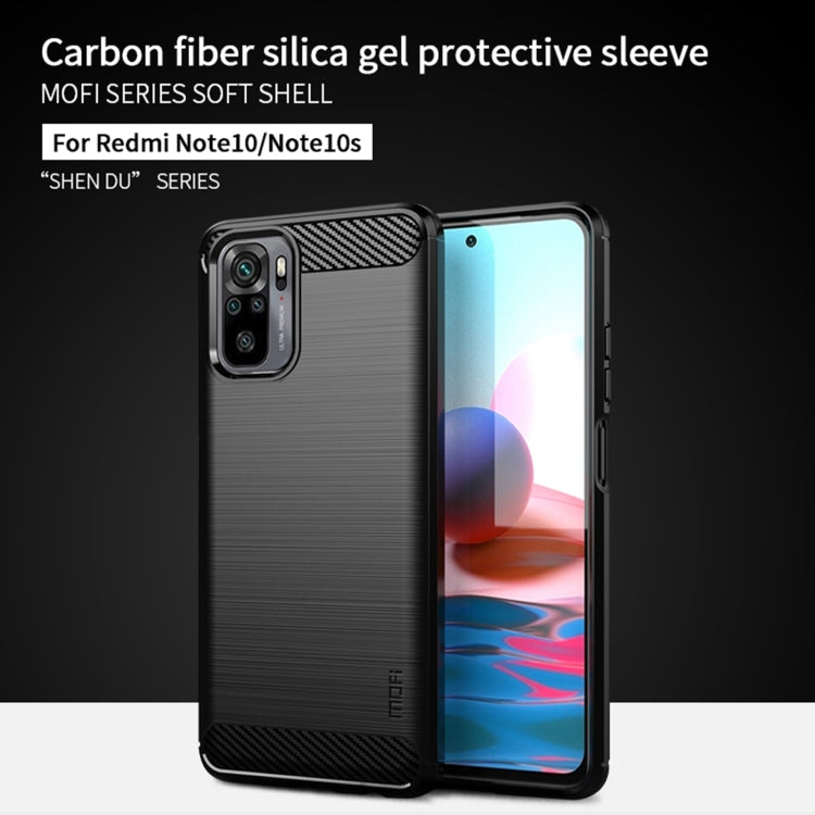 For Xiaomi Redmi Note 10 / Note 10S MOFI Gentleness Series Brushed Texture Carbon Fiber Soft TPU Case(Black) - Xiaomi Cases by MOFI | Online Shopping South Africa | PMC Jewellery | Buy Now Pay Later Mobicred