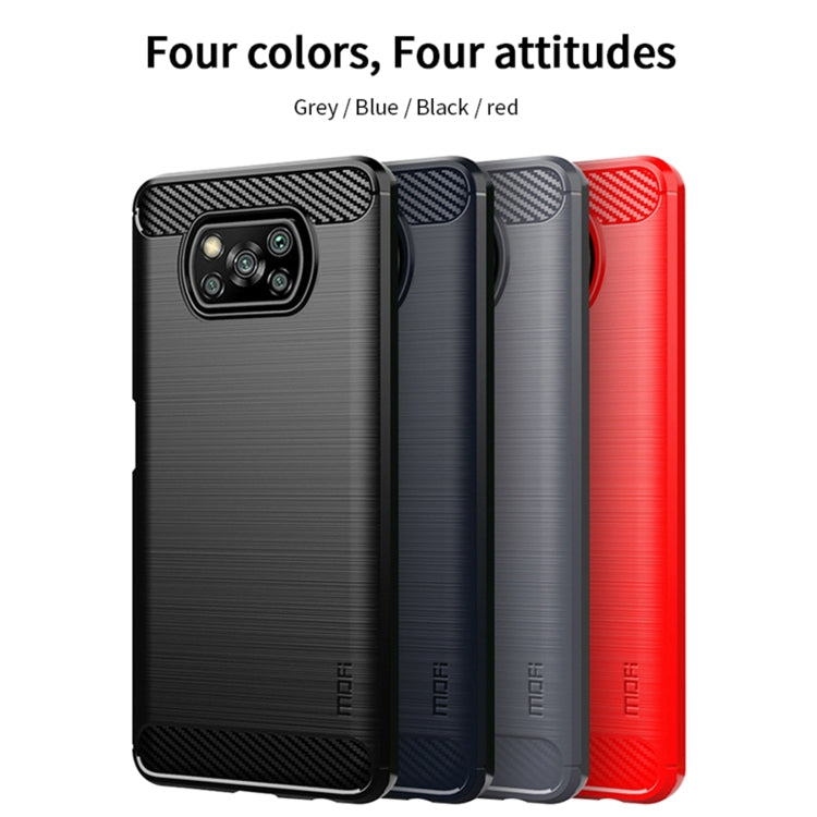 For Xiaomi POCO X3 / X3 NFC MOFI Gentleness Series Brushed Texture Carbon Fiber Soft TPU Case(Blue) - Xiaomi Cases by MOFI | Online Shopping South Africa | PMC Jewellery