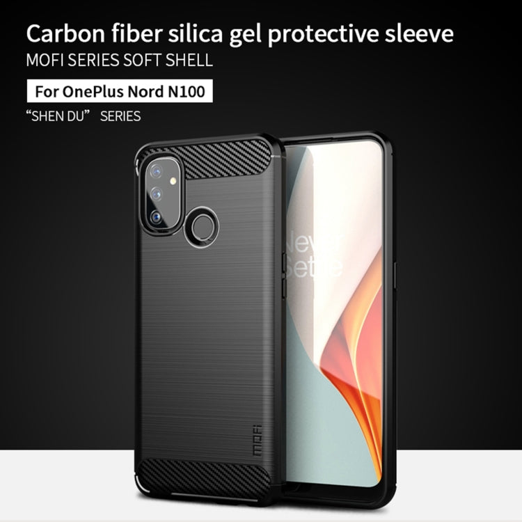 For OnePlus Nord N100 MOFI Gentleness Series Brushed Texture Carbon Fiber Soft TPU Case(Grey) - OnePlus Cases by MOFI | Online Shopping South Africa | PMC Jewellery