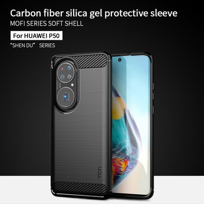 For Huawei P50 MOFI Gentleness Series Brushed Texture Carbon Fiber Soft TPU Case(Gray) - Huawei Cases by MOFI | Online Shopping South Africa | PMC Jewellery