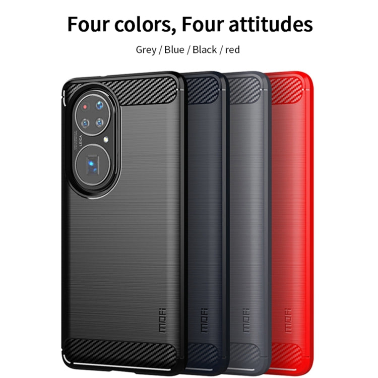 For Huawei P50 MOFI Gentleness Series Brushed Texture Carbon Fiber Soft TPU Case(Red) - Huawei Cases by MOFI | Online Shopping South Africa | PMC Jewellery