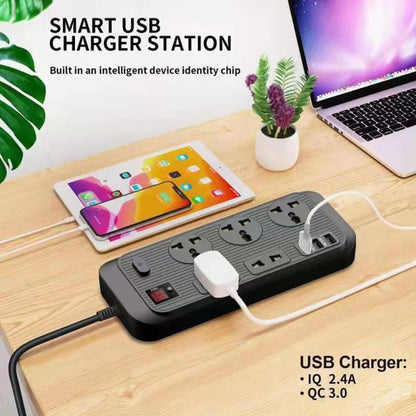 T17 3000W High-power 24-hour Smart Timing Socket QC3.0 USB Fast Charging Power Strip Socket , Cable Length: 2m, US Plug(White) - Extension Socket by PMC Jewellery | Online Shopping South Africa | PMC Jewellery | Buy Now Pay Later Mobicred