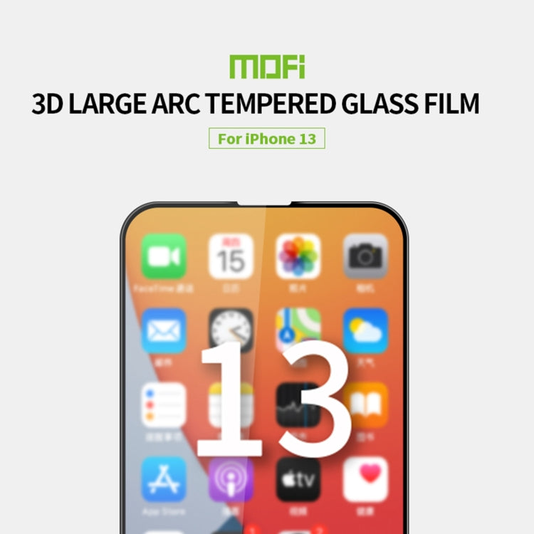 For iPhone 13 / 13 Pro MOFI 9H 3D Explosion-proof Curved Screen Tempered Glass Film(Black) - iPhone 13 Tempered Glass by MOFI | Online Shopping South Africa | PMC Jewellery