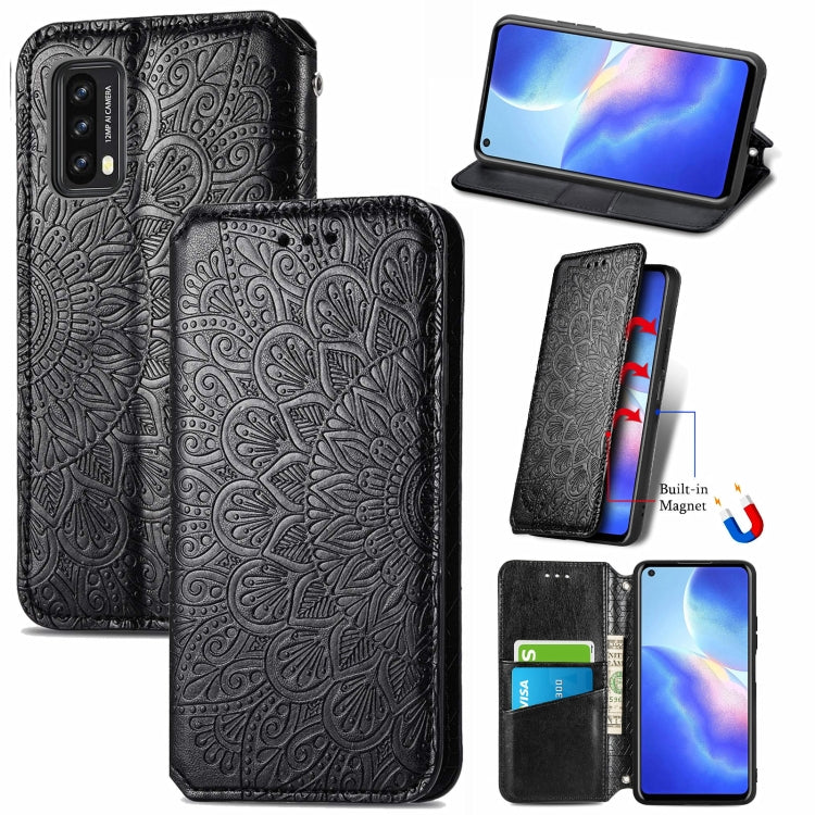 For Blackview A90 Blooming Mandala Embossed Pattern Magnetic Horizontal Flip Leather Case with Holder & Card Slots & Wallet(Black) - More Brand by PMC Jewellery | Online Shopping South Africa | PMC Jewellery | Buy Now Pay Later Mobicred