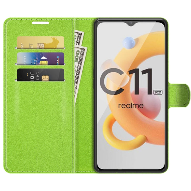 For OPPO Realme C11 2021 Litchi Texture Horizontal Flip Protective Case with Holder & Card Slots & Wallet(Green) - Realme Cases by PMC Jewellery | Online Shopping South Africa | PMC Jewellery | Buy Now Pay Later Mobicred