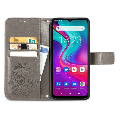 For  Doogee X96 Pro Four-leaf Clasp Embossed Buckle Mobile Phone Protection Leather Case with Lanyard & Card Slot & Wallet & Bracket Function(Gray) - More Brand by PMC Jewellery | Online Shopping South Africa | PMC Jewellery | Buy Now Pay Later Mobicred