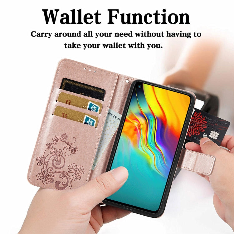 For  Doogee X96 Pro Four-leaf Clasp Embossed Buckle Mobile Phone Protection Leather Case with Lanyard & Card Slot & Wallet & Bracket Function(Purple) - More Brand by PMC Jewellery | Online Shopping South Africa | PMC Jewellery | Buy Now Pay Later Mobicred