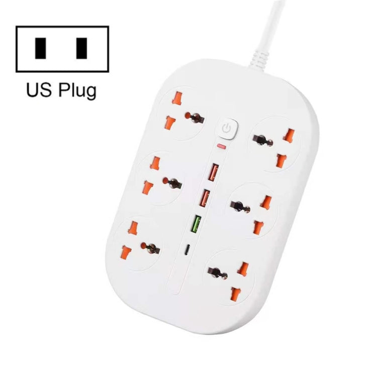 T21 PD3.0 + QC3.0 Multi Hole Row Plug 3000W High Power Socket, US Plug(White) - Extension Socket by PMC Jewellery | Online Shopping South Africa | PMC Jewellery | Buy Now Pay Later Mobicred