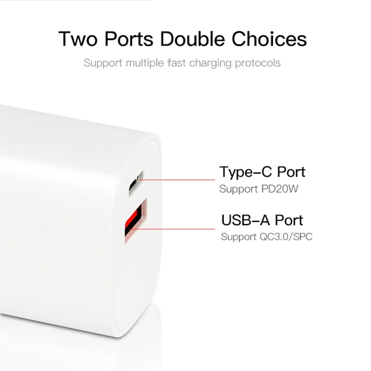 CS-20W Mini Portable PD3.0 + QC3.0 Dual Ports Fast Charger(US Plug) - USB Charger by PMC Jewellery | Online Shopping South Africa | PMC Jewellery | Buy Now Pay Later Mobicred