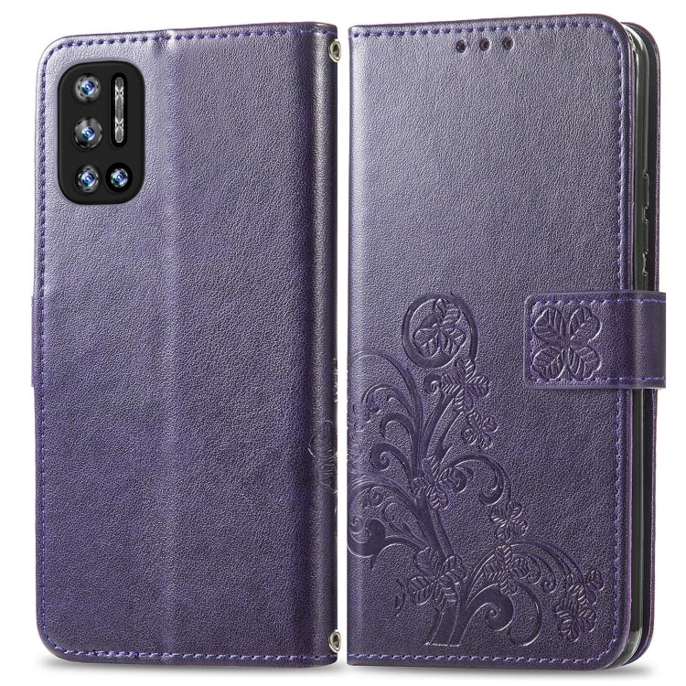 For DOOGEE N40 Pro Four-leaf Clasp Embossed Leather Case with Lanyard & Card Slot & Wallet & Holder(Purple) - More Brand by PMC Jewellery | Online Shopping South Africa | PMC Jewellery | Buy Now Pay Later Mobicred